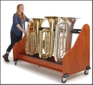 Tuba Sousaphone Rack Cherry, Holds 3 Units